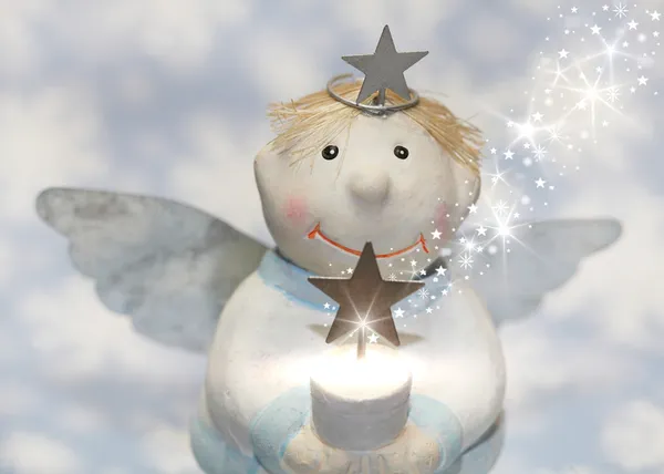 Blue christmas or guardian angel — Stock Photo, Image