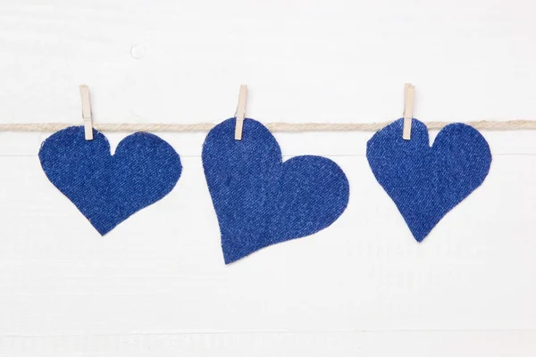 Blue jeans hearts — Stock Photo, Image