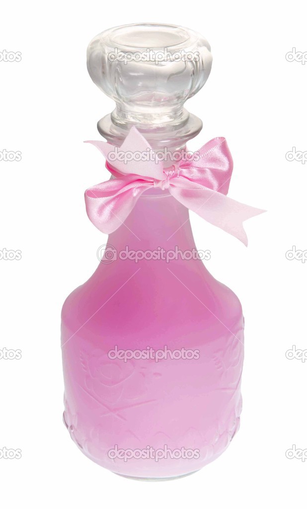Pink glass bottle