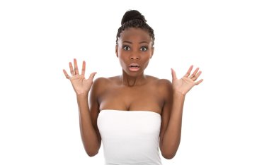 Genç Afro-Amerikan şok kadın portre - siyah beyaz