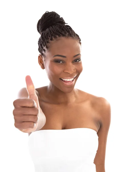 Retrato joven afroamericana sonriente mujer - blanco y negro — Foto de Stock