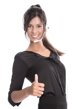 -kulaklık ile bir çağrı merkezi çalışan izole genç kadın