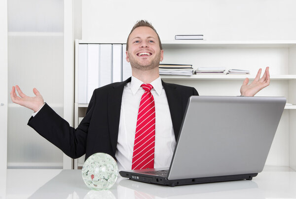 Successful businessman laughing