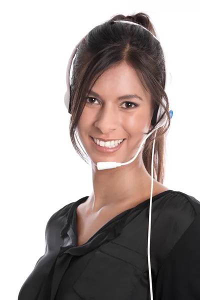 Mujer bonita con auriculares — Foto de Stock