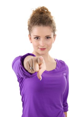 Woman pointing at you clipart