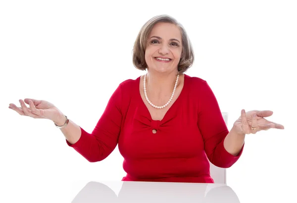 Puzzled senior woman — Stock Photo, Image