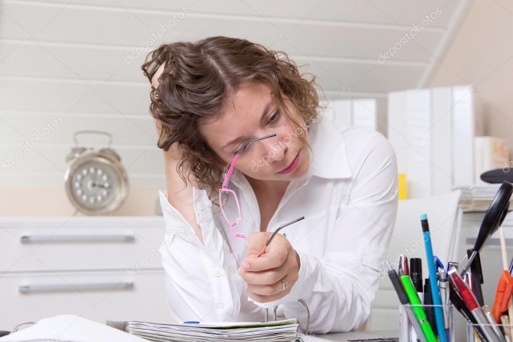 Overwork worried woman
