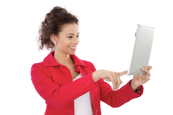 Donna con tablet pc — Foto Stock