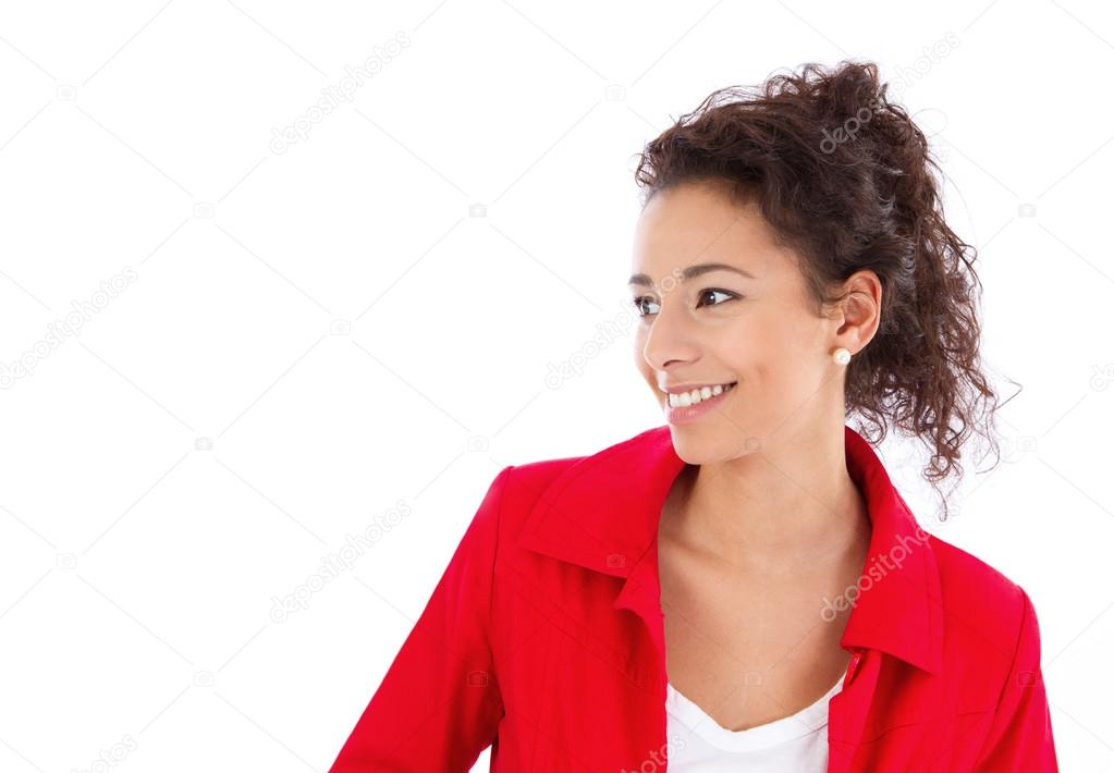 Woman with red blazer