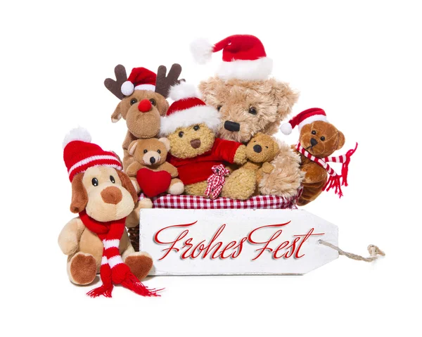 Teamwork - Teddybärengruppe wünscht frohe Weihnachten — Stockfoto