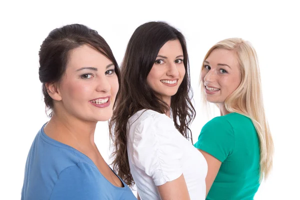 Good team work - happy trainees in a row isolated on white backg — Stock Photo, Image