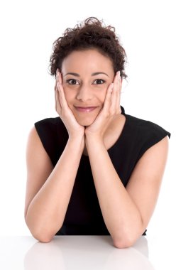 Onun ofisinde oturan izole genç kadını tatmin