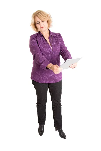 Retired woman with tablet pc — Stock Photo, Image