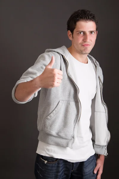 Casual guy thumbs up — Stock Photo, Image