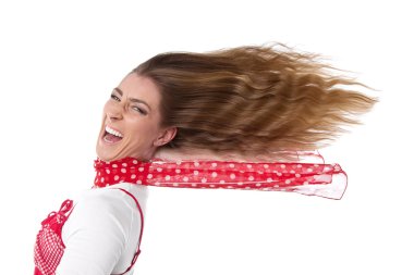 Woman with hair in wind clipart