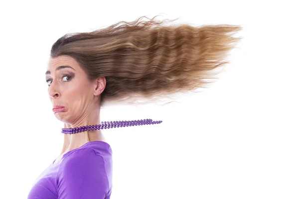 Chica triste con el pelo revoloteando — Foto de Stock