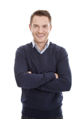 çapraz kollu şık yakışıklı adam