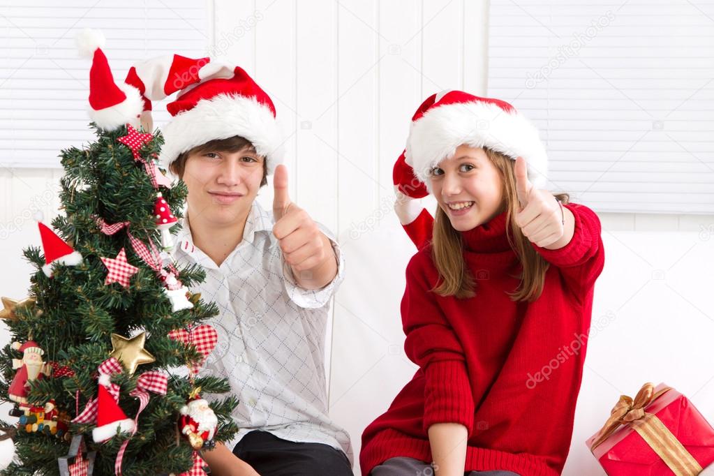 Children under Christmas tree