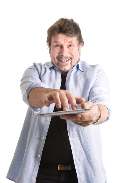 Mature man using Tablet PC — Stock Photo, Image