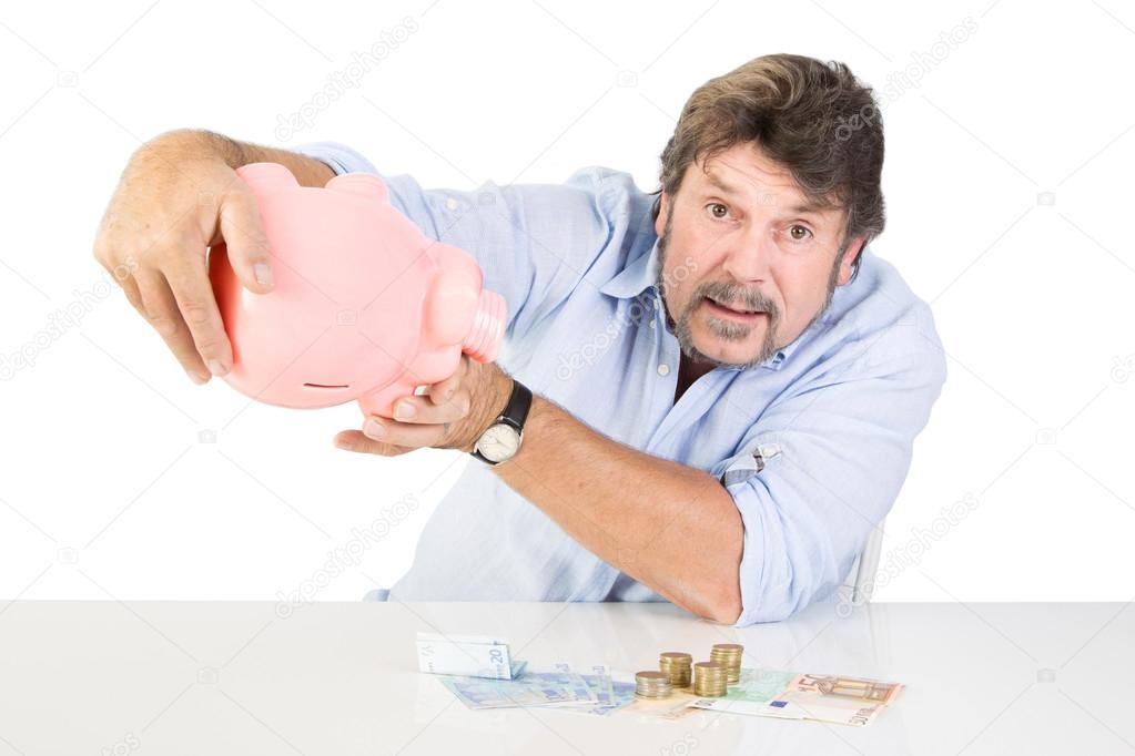 Men counting his saving money