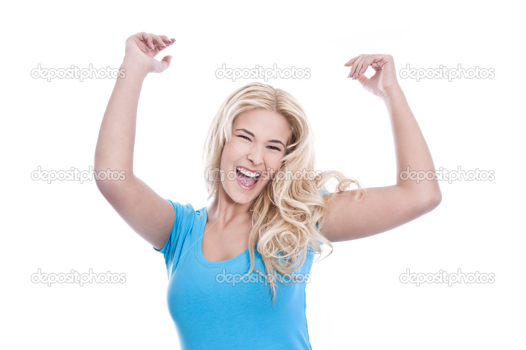 Woman joying and laughting