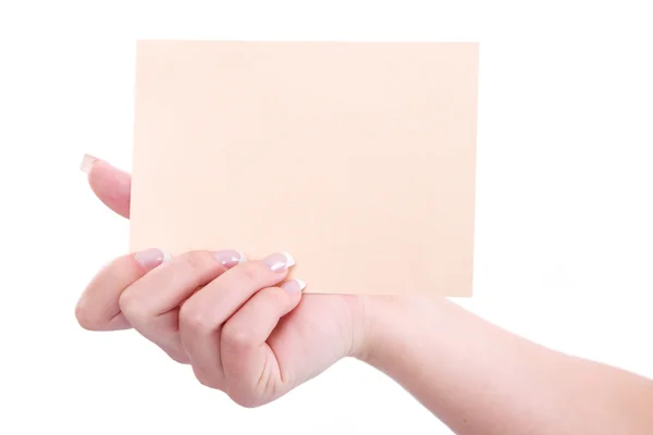 Blanco papier in hand — Stockfoto