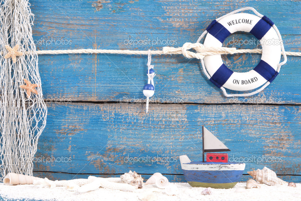 Toy boat with shells