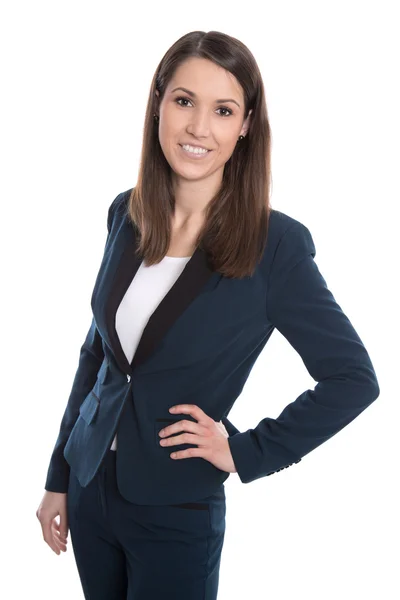 Porträt einer jungen lächelnden Geschäftsfrau isoliert auf weißem Grund — Stockfoto