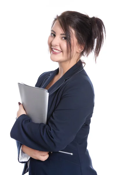 Jovem empresária sorrindo — Fotografia de Stock