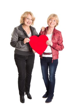 Women standing with hear-shape clipart