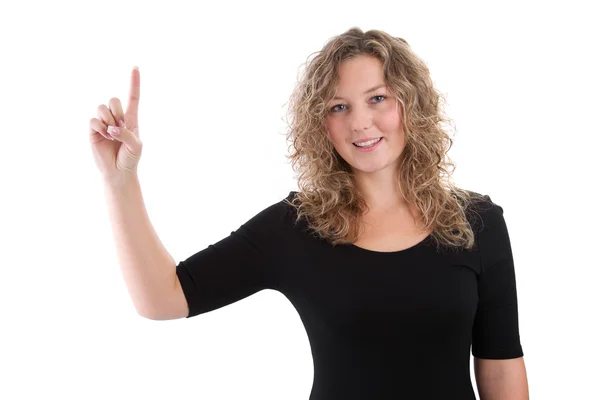 Mujer señalando — Foto de Stock