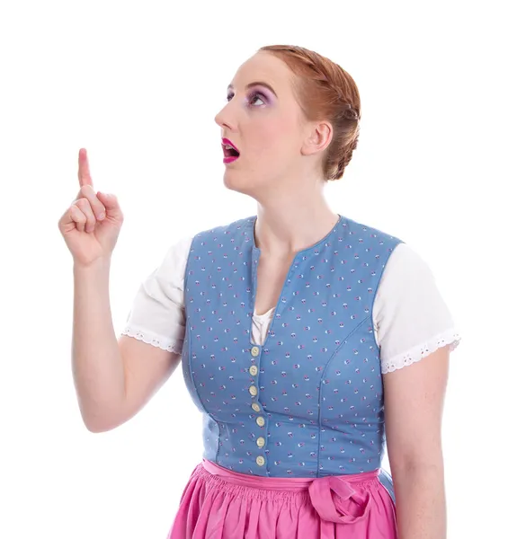 Bavarian woman pointing up Royalty Free Stock Images