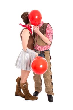 genç bir çift beyaz backgr izole karnaval kostümü Kiss-