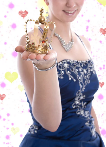 Gouden kroon van een carnaval prinses of koningin — Stockfoto
