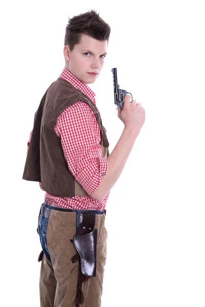Fiatal férfi-egy cowboy farsangi jelmez — Stock Fotó