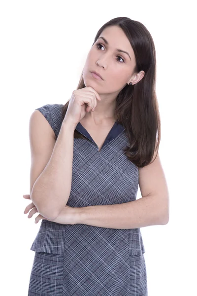 Geïsoleerde nadenkend jonge zakenvrouw — Stockfoto