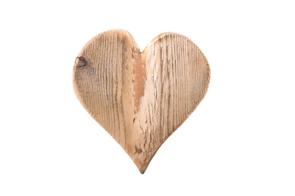 Geïsoleerde houten hart voor Valentijn op witte achtergrond Stockafbeelding
