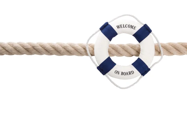 Vítejte na palubě - izolované záchranný pás pro týmovou práci, dovolenou nebo tr — ストック写真