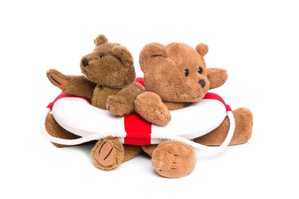 Together in one boat - two teddy bears - concept for teamwork — Stock Photo, Image