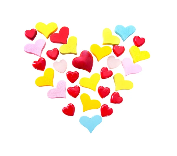 Izolované srdce v různých barvách - dekorace pro zamilované — Stock fotografie