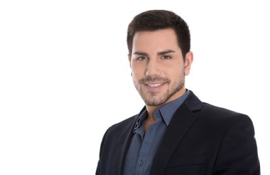 çekici ve mutlu izole iş adamı portresi. 