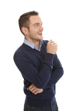 mavi gömlekli adam izole gülümseyen iş.