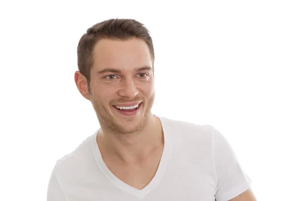 Portrait of attractive smiling brunette student isolated. — Stock Photo, Image