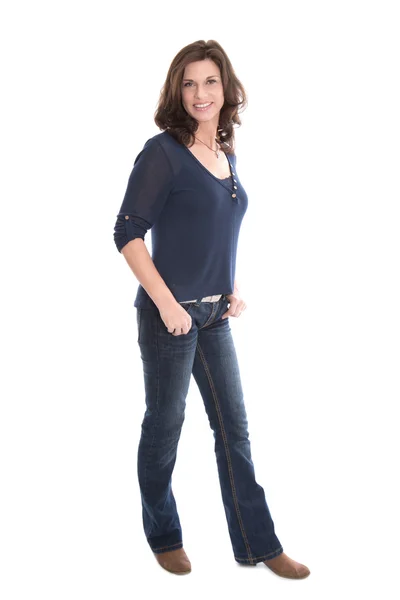 Retrato de una mujer mayor sonriente aislada en blanco . —  Fotos de Stock