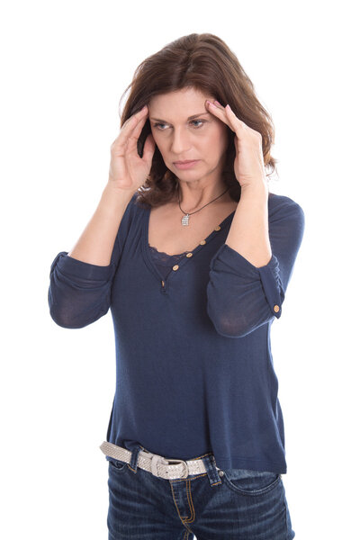 Отчаянная одинокая женщина в возрасте или головная боль
.