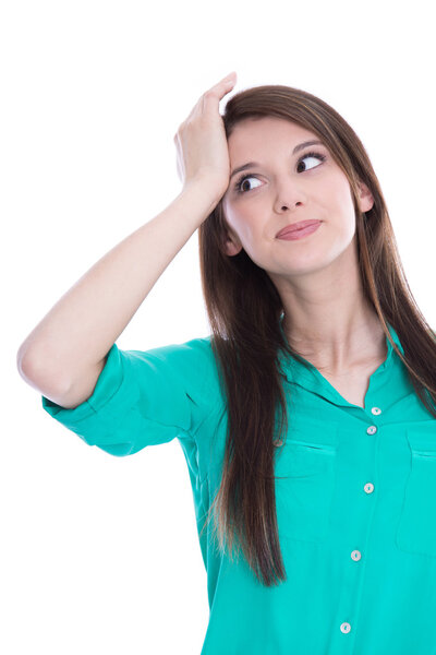 Изолированный молодой студент с проблемами на белом фоне
. 