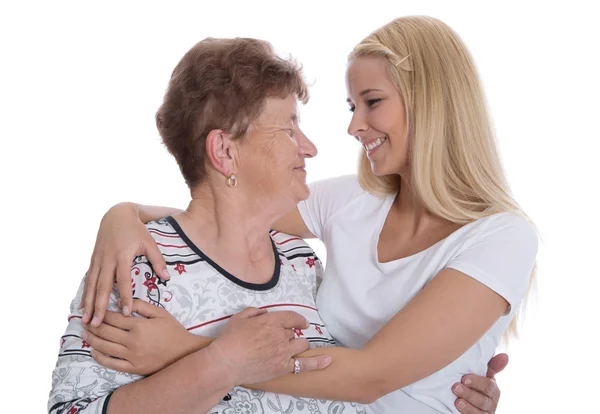 Portrait de la vraie grand-mère avec sa petite-fille . — Photo