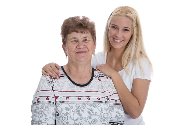 Portret van echte grootmoeder met haar kleindochter. — Stockfoto