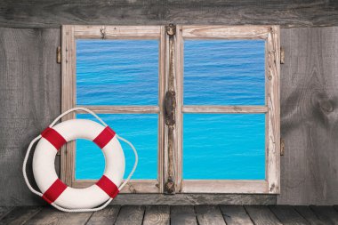 tatil kavramı: yeleğini Deniz Manzaralı.