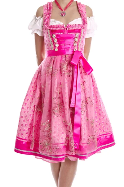 Abito tradizionale bavarese chiamato "Dirndl" isolato e in rosa — Foto Stock